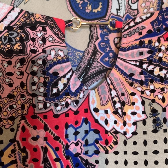 Dana Buchman Sleeveless Blouse, black shell with mesh overlay sheath. Size L - Picture 6 of 8